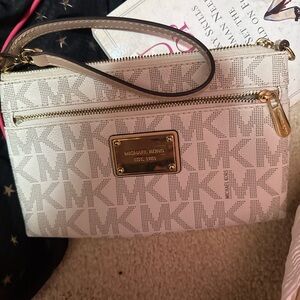 Michael Kors Cream and Gold Clutch